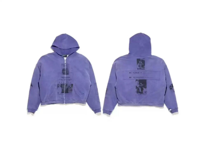 Enfants Riches Déprimés Purple Portrait & Text Zip-Up Hoodie - Purple Hover Image