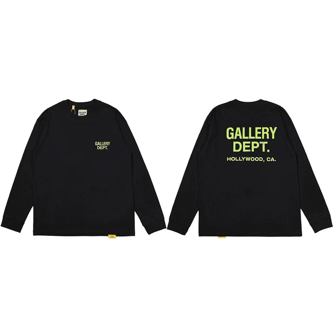 Gallery Dept. Hollywood Logo Long Sleeve T-Shirt - Black/Neon Yellow Hover Image