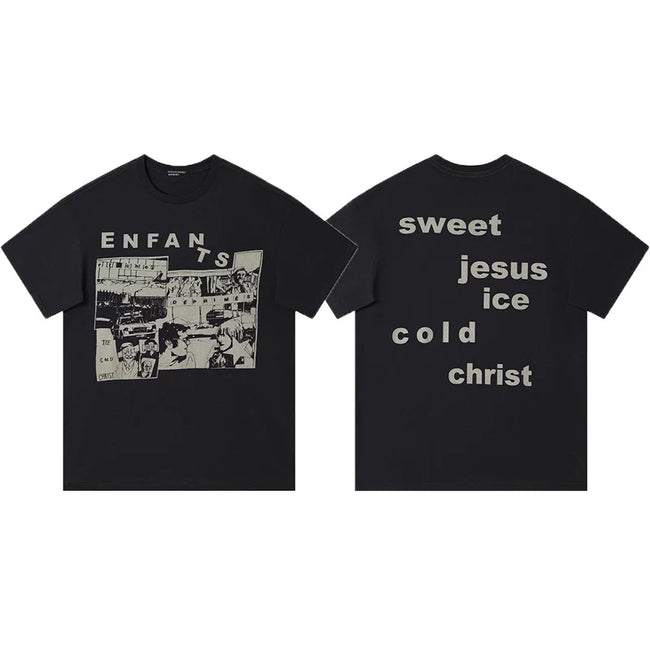 Enfants Riches Déprimés "Enfants" Photo Collage & Back Typography T-Shirt - Black Hover Image