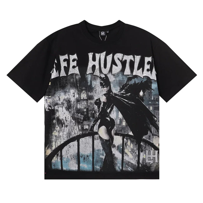 Life Hustlers Vintage Graphic Tee - Black (Bat Edition) Hover Image