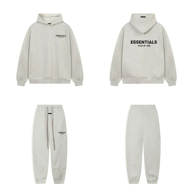 Fear Of God Essentials Hoodie Sweatpants Tracksuit Set Light Heather Grey Hover Image