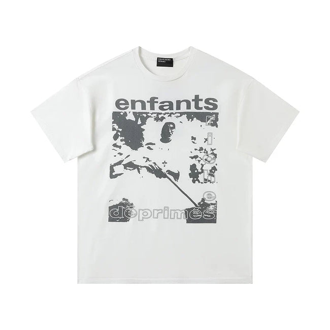 Enfants Riches Déprimés Armed Figure & Vintage Print T-Shirt - Cream Hover Image