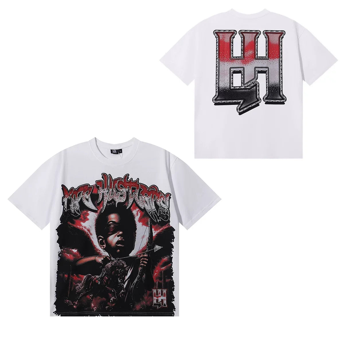 Life Hustlers Fire & Wing Graphic Tee - White