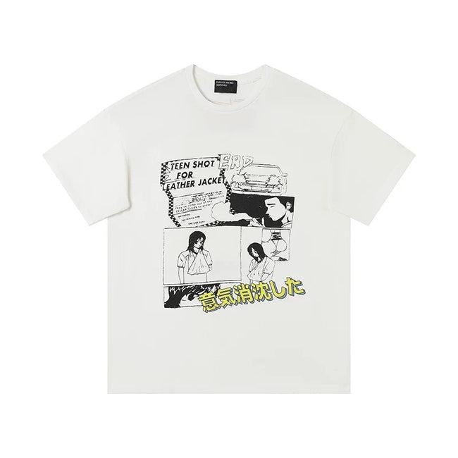 Enfants Riches Déprimés Multi-Panel Comic & Japanese Text T-Shirt - White Hover Image