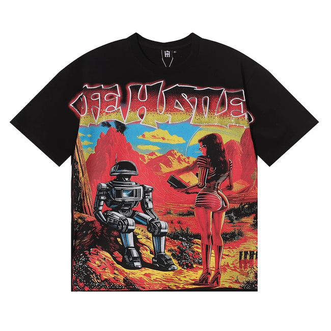 Life Hustlers Sci-Fi Desert Robot Graphic Tee - Black Hover Image