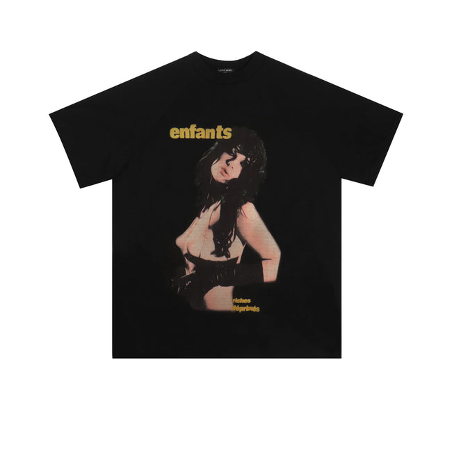 Enfants Riches Déprimés Vintage Female Portrait & Gold Typography T-Shirt - Black Hover Image
