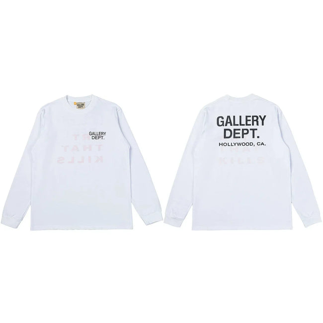 Gallery Dept. Hollywood Logo Long Sleeve T-Shirt - White/Faint Red Hover Image