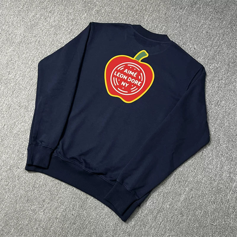 Aimé Leon Dore Apple Graphic Sweatshirt - Navy