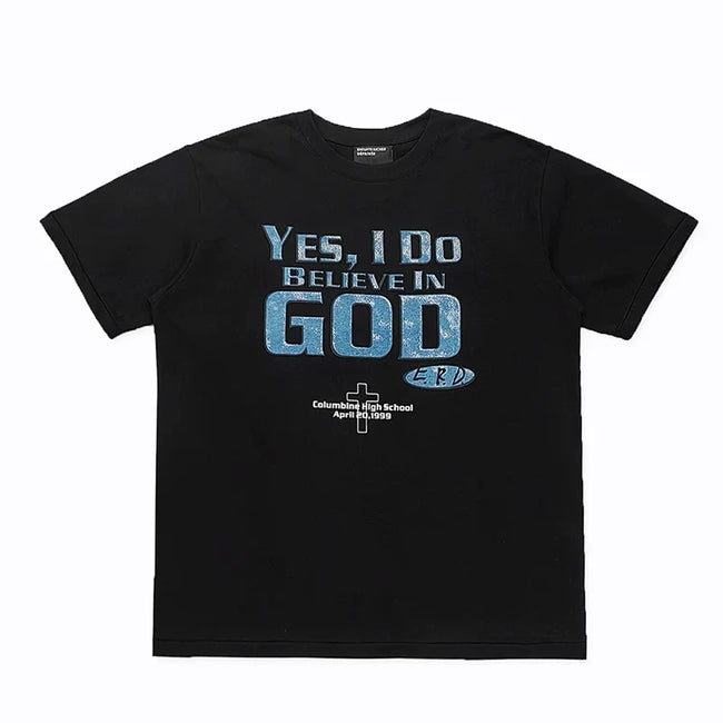 Enfants Riches Déprimés "Yes, I Do Believe in God" T-Shirt - Black Hover Image