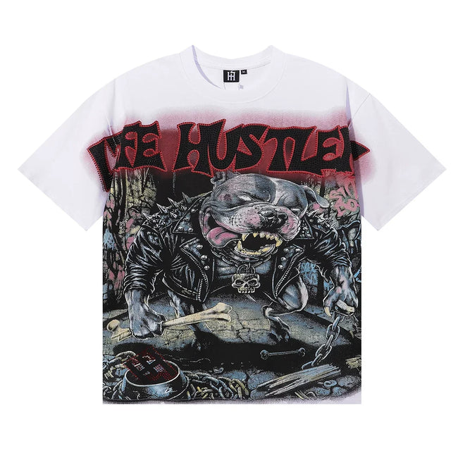 Life Hustlers Pitbull Graphic Tee - White Hover Image