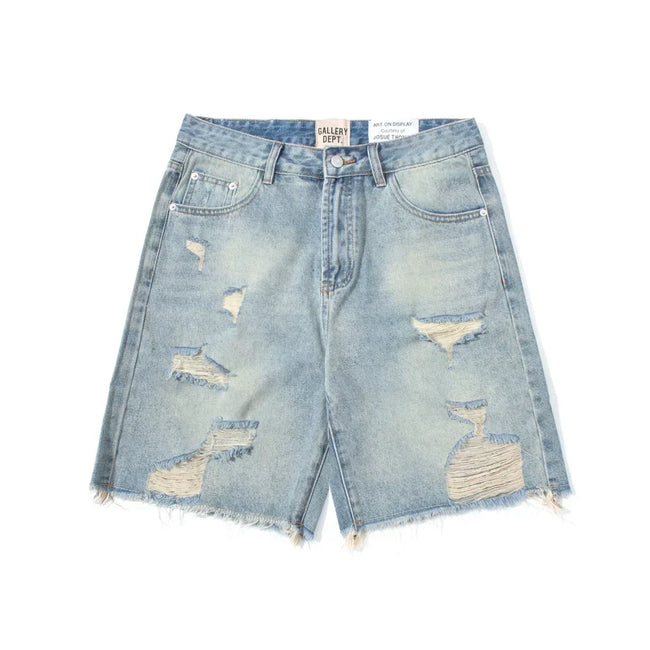 Gallery Dept. Distressed Ripped Denim Shorts Hover Image