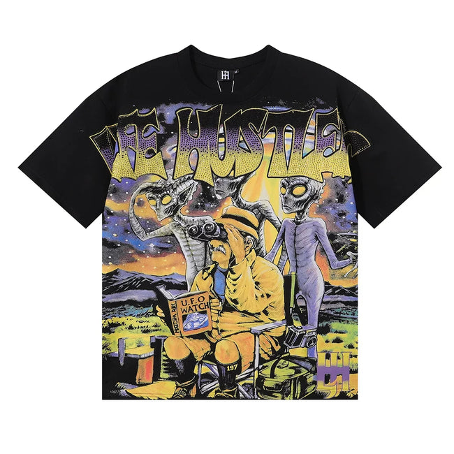 Life Hustlers Alien Invasion Graphic Tee - Black Hover Image