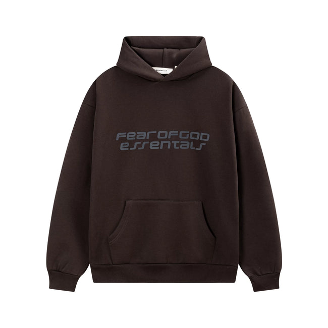 Fear Of God Essentials Silicone Letter Pullover Hoodie Dark Brown Hover Image