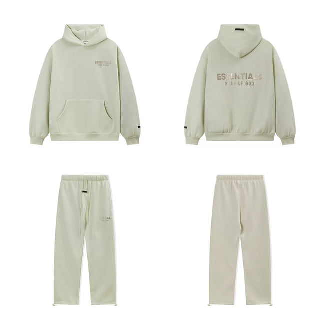 Fear Of God Essentials Hot Stamped Double Line Hoodie & Straight Pants Set Sage Green Hover Image