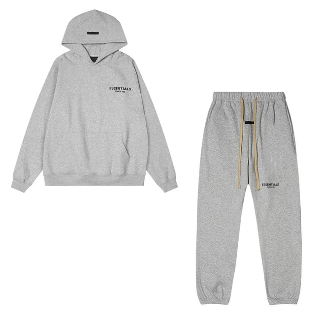 Fear Of God Essentials Hoodie & Jogger Tracksuit Set Light Heather Grey Hover Image
