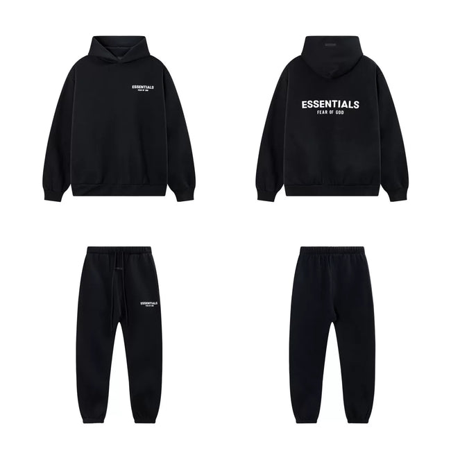 Fear Of God Essentials Hoodie Sweatpants Tracksuit Set Black Hover Image