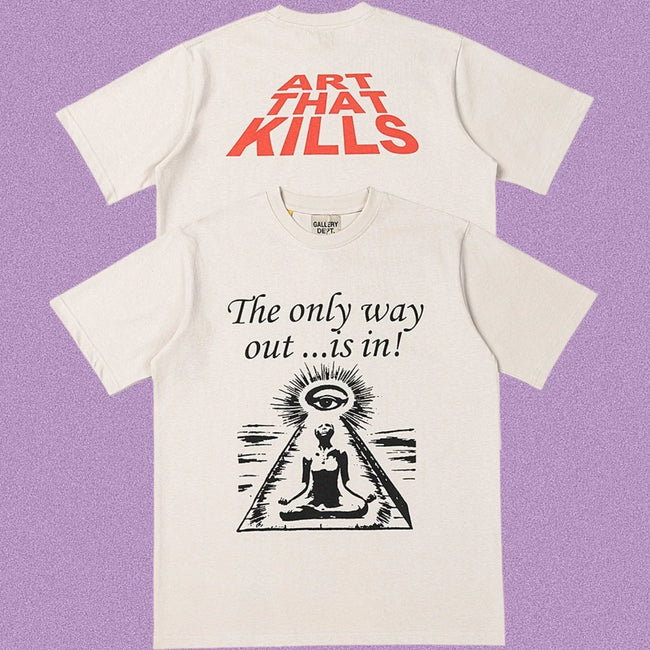 Gallery Dept. Meditation Graphic Short Sleeve T-Shirt - Cream/Red Hover Image