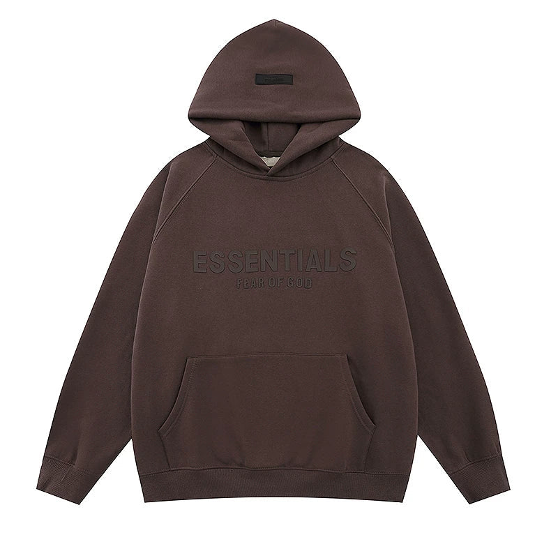 Fear Of God Essentials Tone‑on‑Tone Pullover Hoodie Dark Brown