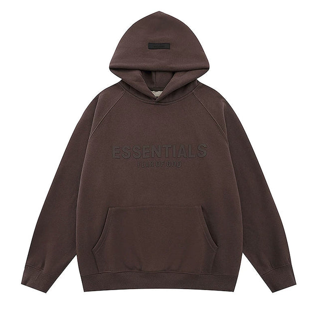 Fear Of God Essentials Tone‑on‑Tone Pullover Hoodie Dark Brown Hover Image